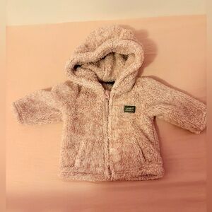 Eddie Bauer Pink Fleece Hooded Jacket with bear ears! 6-9 month.